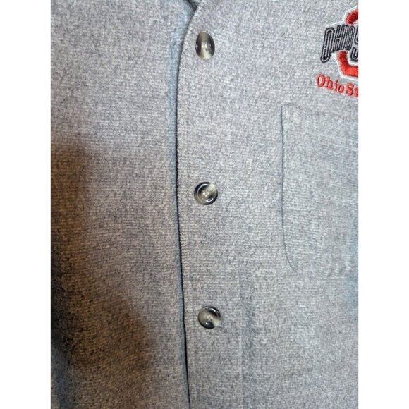 VTG Akwa Men's Ohio State Embroidered Button Up Shirt Shacket Sz L Made In USA - Picture 3 of 9